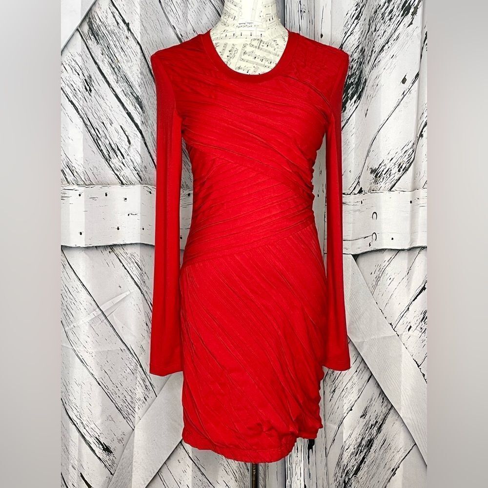 Torn by Ronny Kobo Ruched Mini Dress Red M